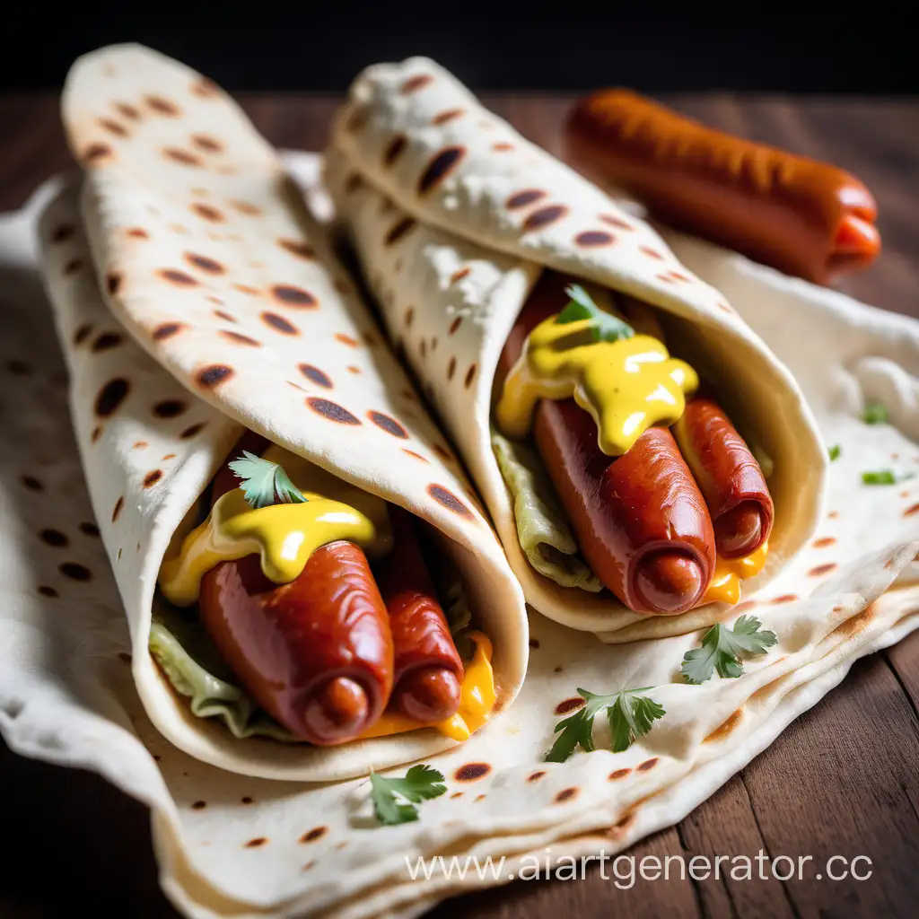 Delicious-Hot-Dog-Wrapped-in-Lavash-Savory-Street-Food-Indulgence