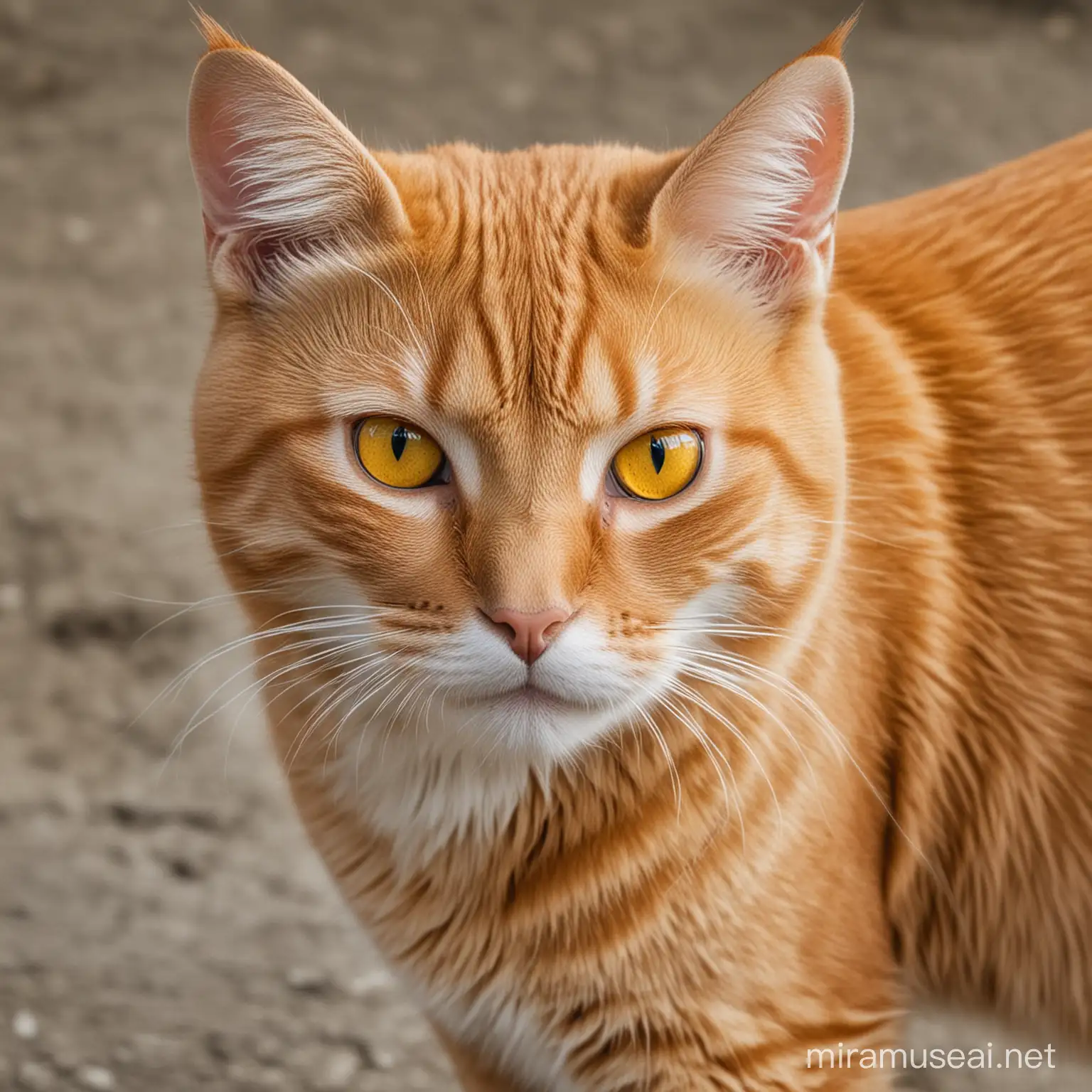 Playful Orange Cat with Piercing Yellow Eyes