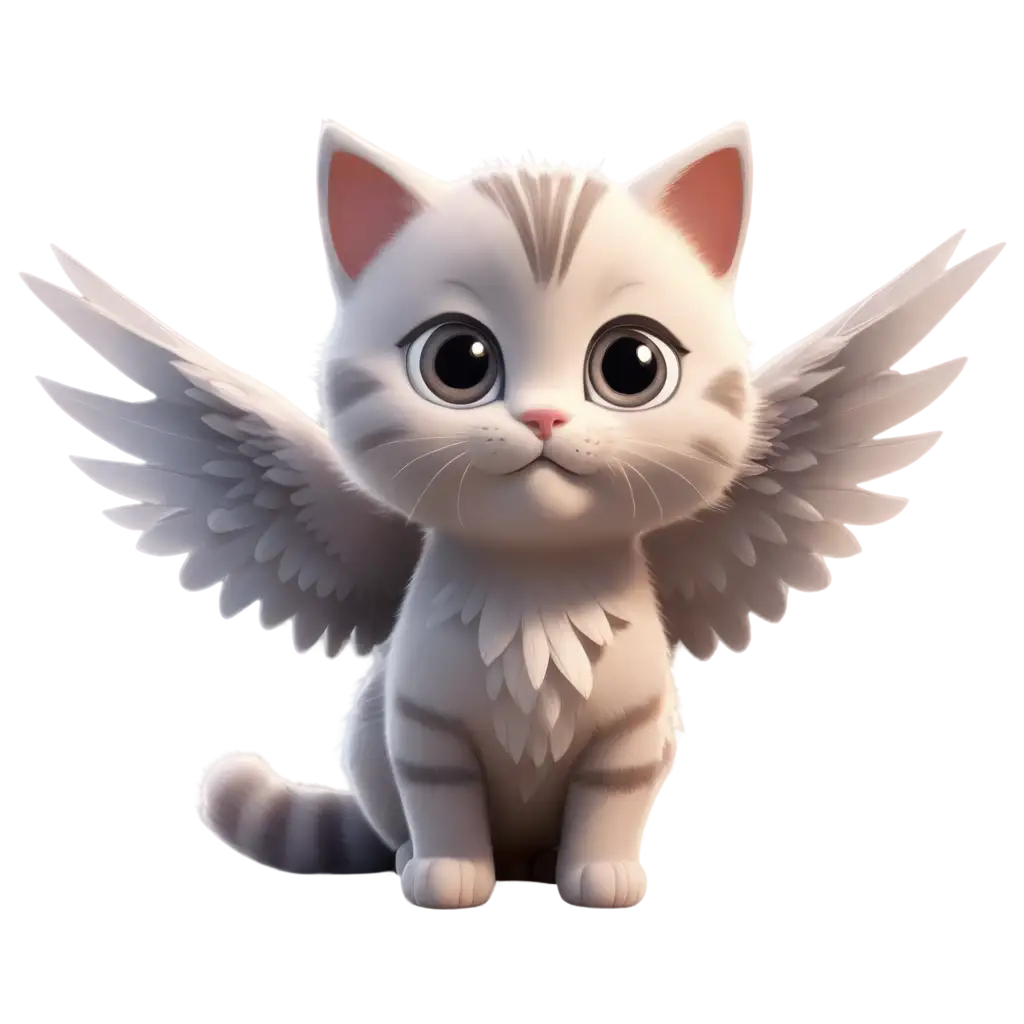 cute cartoon  kitty with wings