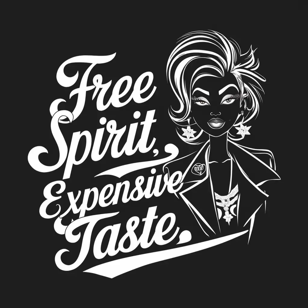 Flat Design Sexy Girl with Free Spirit Expensive Taste Typography Text