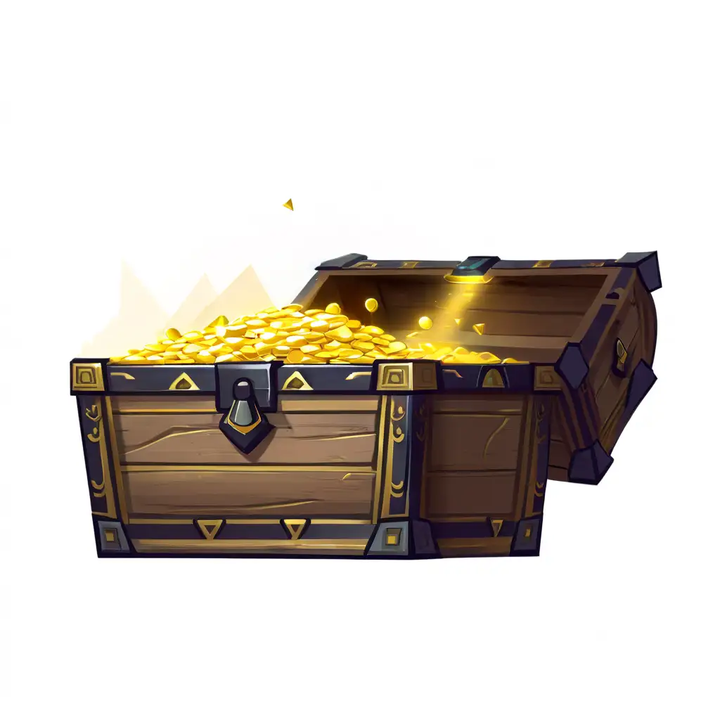 Recreate this treasure chest in ancient egyptian style, use video game design, digital painting, 