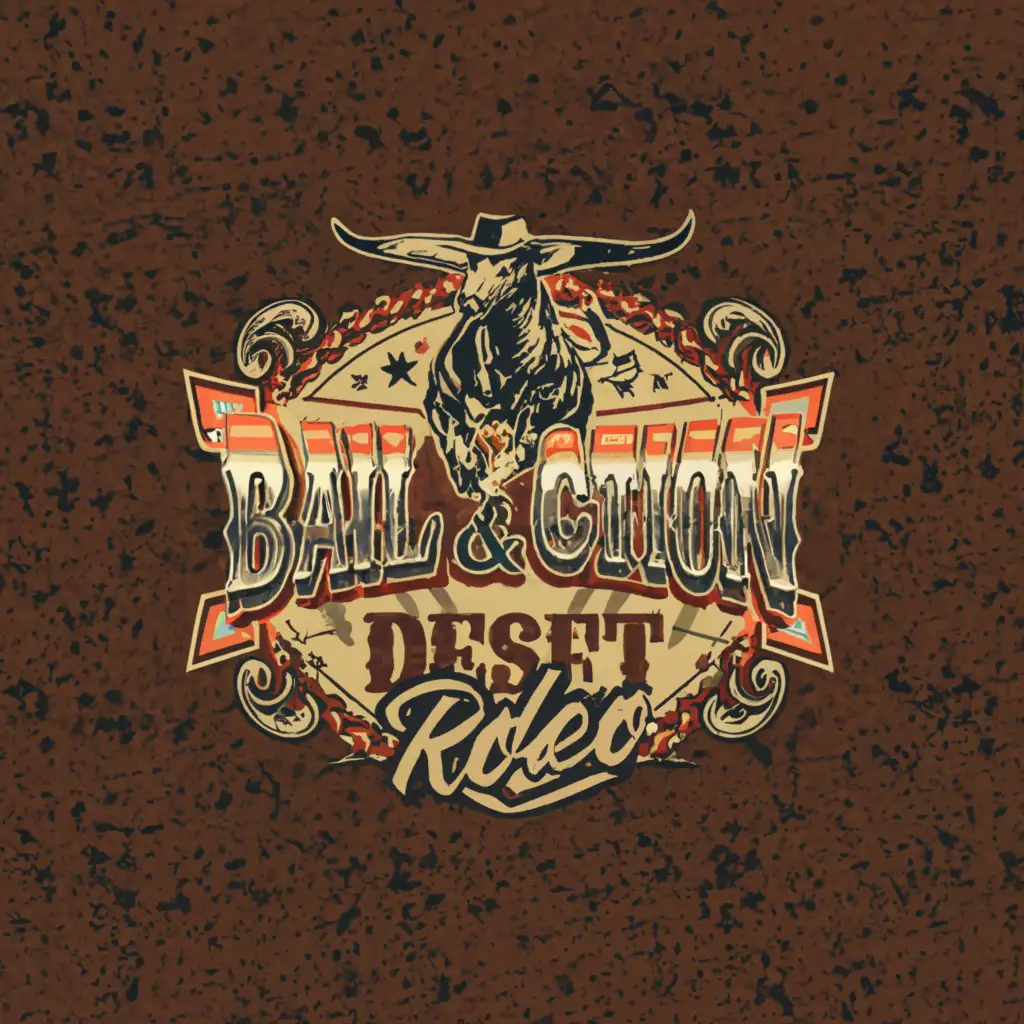a logo design,with the text "Bail & action!", main symbol:Bull Texas dessert rodeo cowboy western,complex,be used in Events industry,clear background