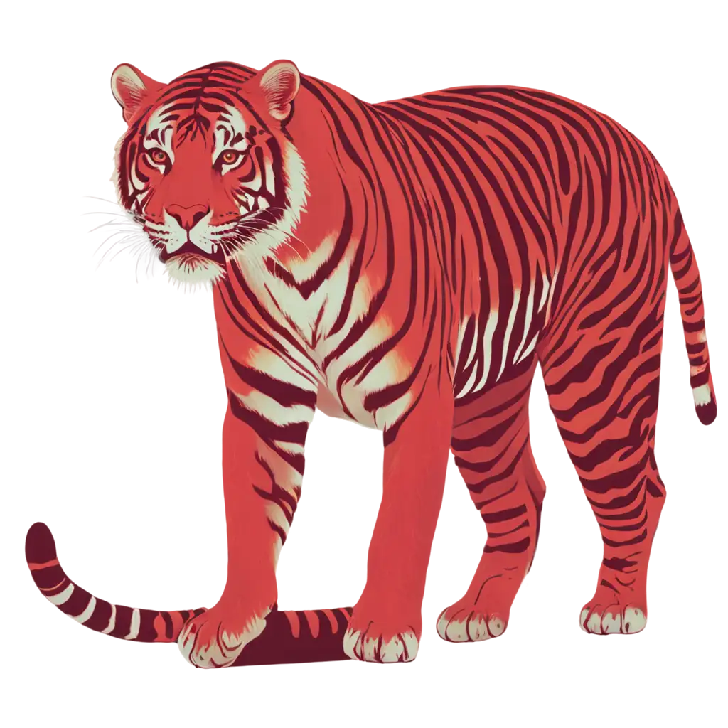 Red Tiger Vector Art in HighQuality PNG Format | PNG Prompt