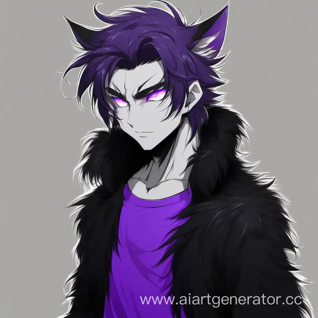 Adorable-Furry-Guy-with-18-Kitties-Removes-Shorts-Featuring-Striking-Purple-Eyes-and-Sleek-Black-Fur