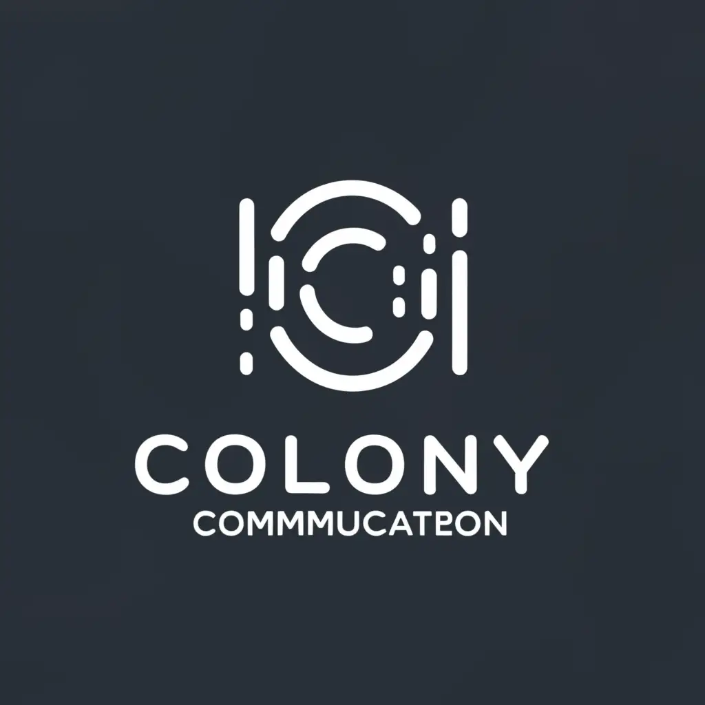 a logo design,with the text "Colony communication", main symbol:C with soundwave,Minimalistic,be used in Technology industry,clear background