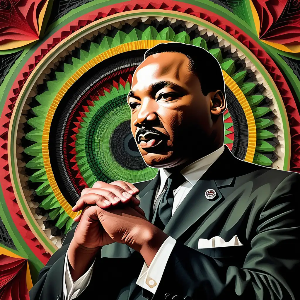 Martin Luther King Tribute with Black Power Clenched Fist in Elegant Paper Art