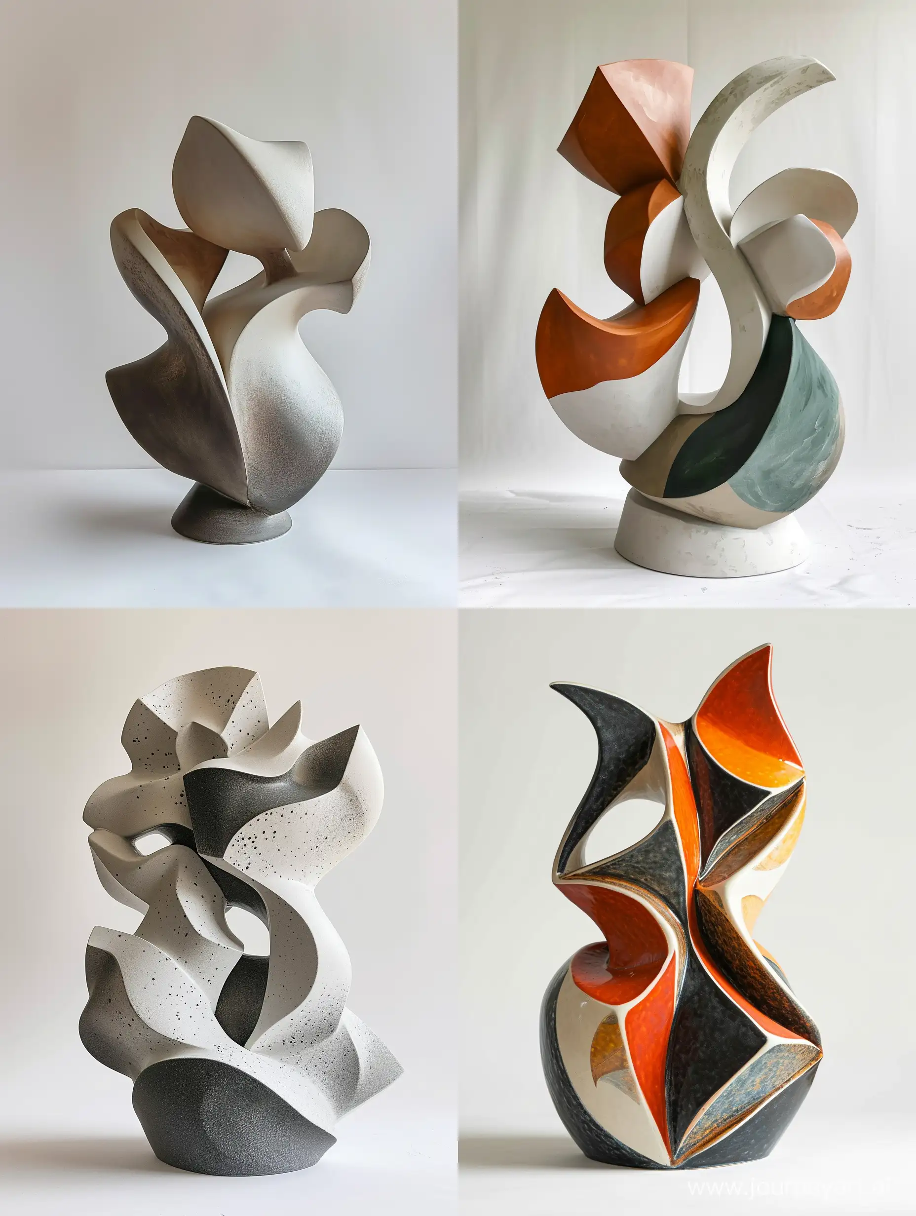Abstract-Geometric-Ceramic-Sculpture-with-60s-Style-and-High-Contrast