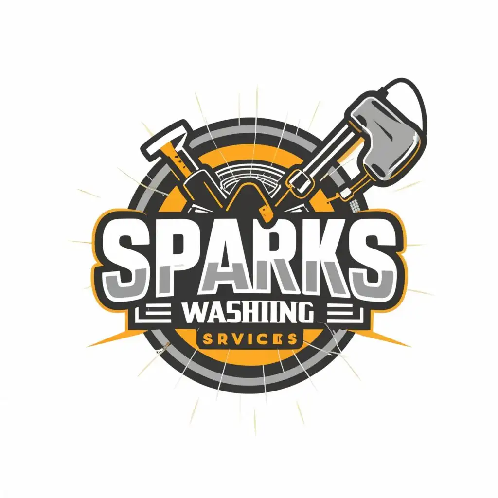 LOGO-Design-For-Sparks-Washing-Services-Bold-Typography-with-Pressure-Washer-Icon-for-the-Construction-Industry