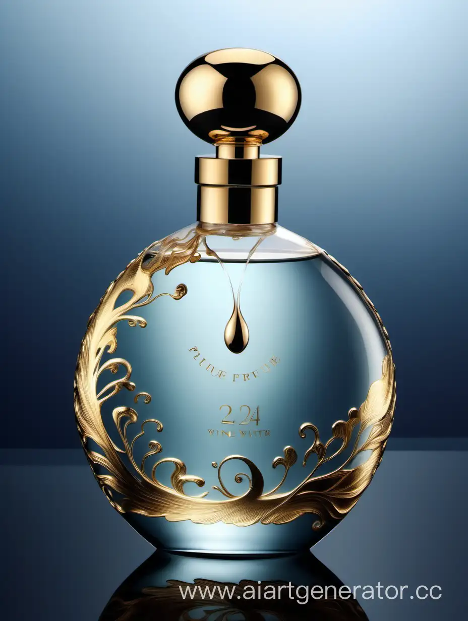 PERFUME
 bottle in the shape on the water. Adding to the beautiful shape, a 24-carat gold cap is accompanied by the branding of the wine. Simple and beautiful,
