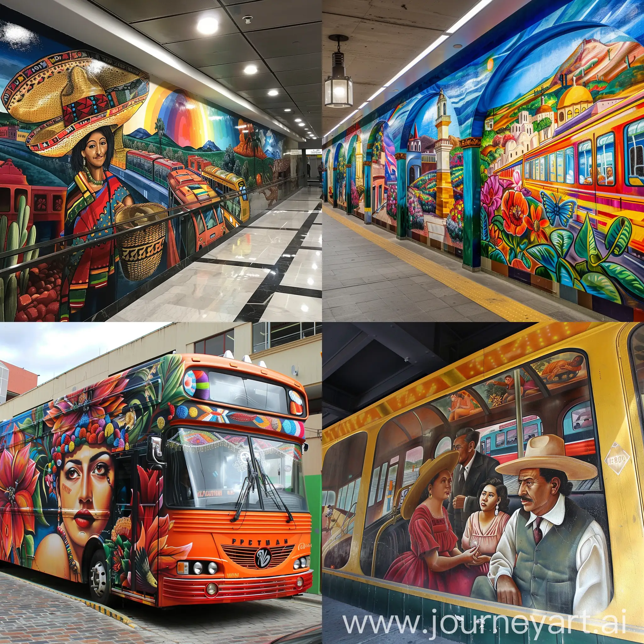 murales de transporte pública de calidad mexicano