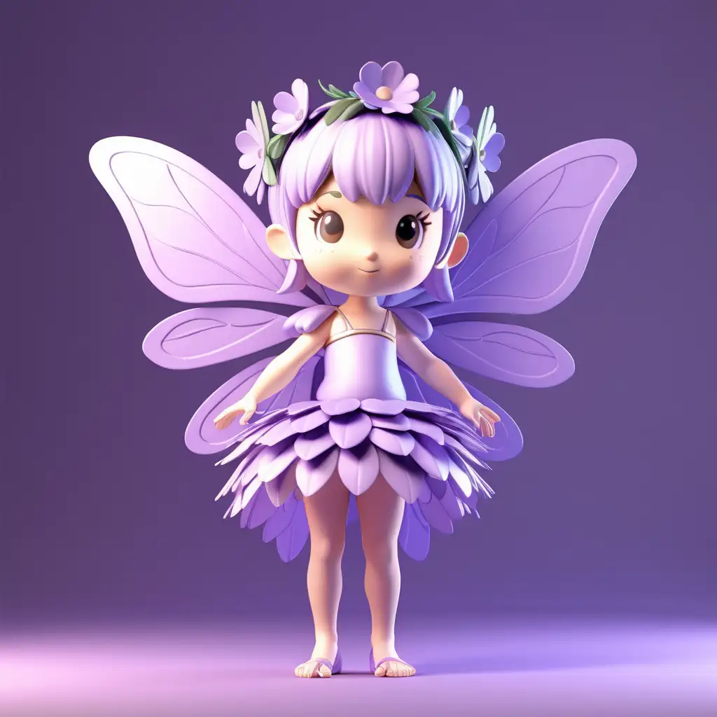 solid blank background, lavender flower fairy, front view, nature lighting, light and light shade contrast, 3d, c4d, oc rendering, best quality, 8k, full body, cute