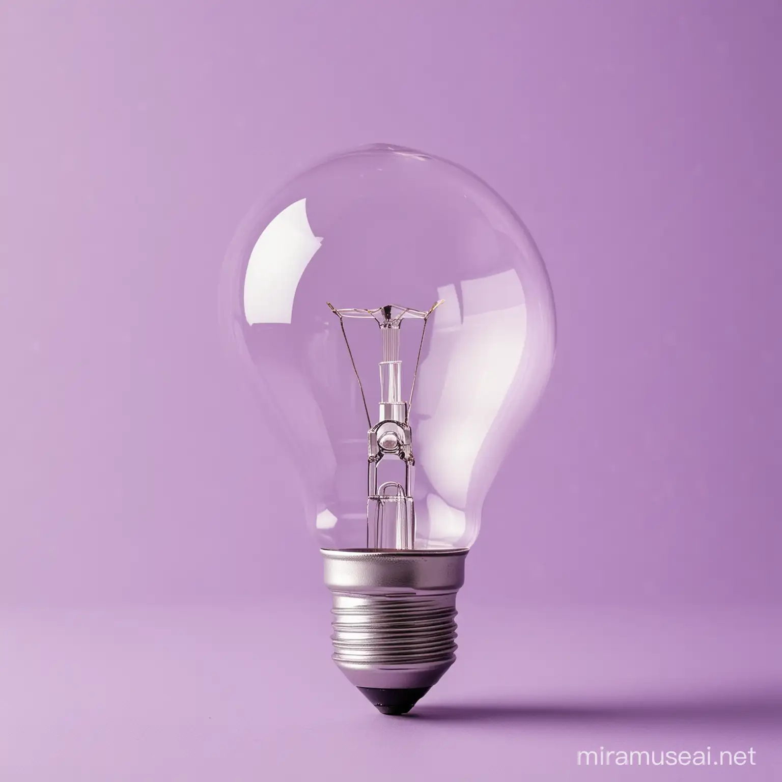 Illuminating Light Bulb on a Vibrant Pastel Purple Backdrop