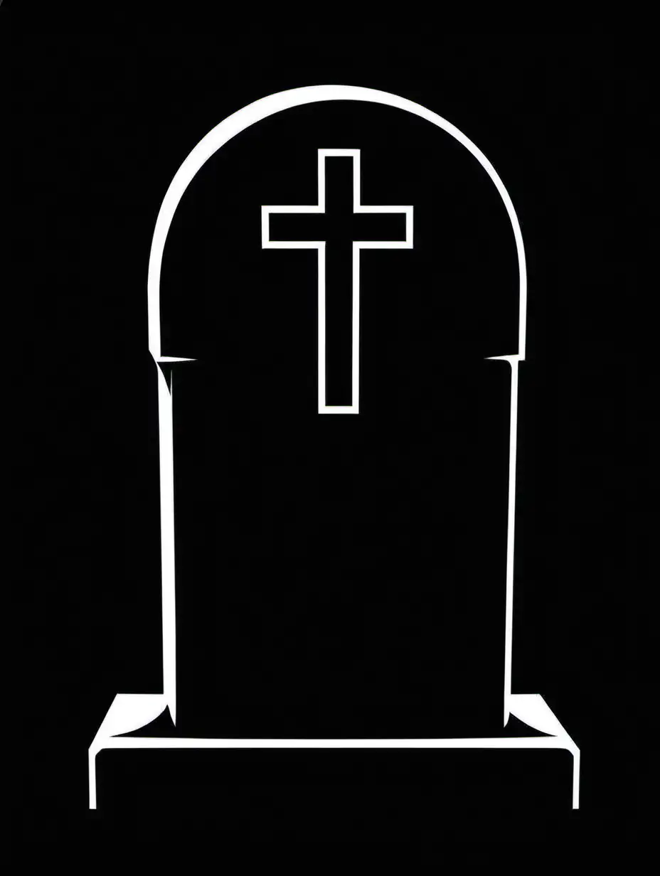 simple gravestone, in the style of Jim Phillips, black and white, stencil, minimalist, simplicity, vector art, negative space, isolated on black background --v 5.2