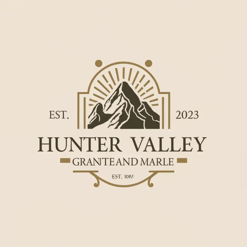 a logo design,with the text "Hunter Valley Granite and Marble", main symbol:Should not have
Bright colours, masculine feel
Must have
Earthy colours, light neutral, natural greens or black and metallic colours
,complex,be used in Construction industry,clear background