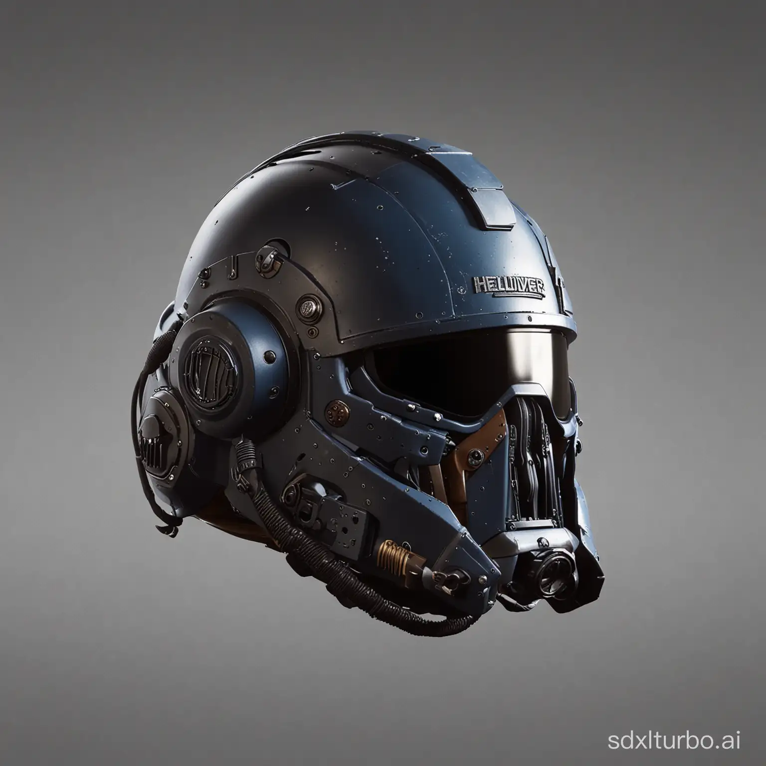 A helmet from a helldiver from Helldiver 2 on the Playstation 5