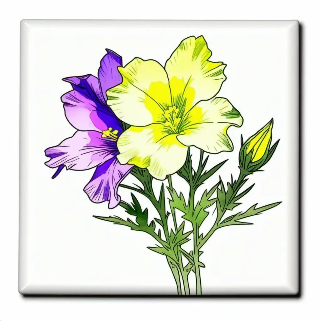 Pastel Watercolor Evening Primrose Flower Clipart Inspired by Andy Warhol