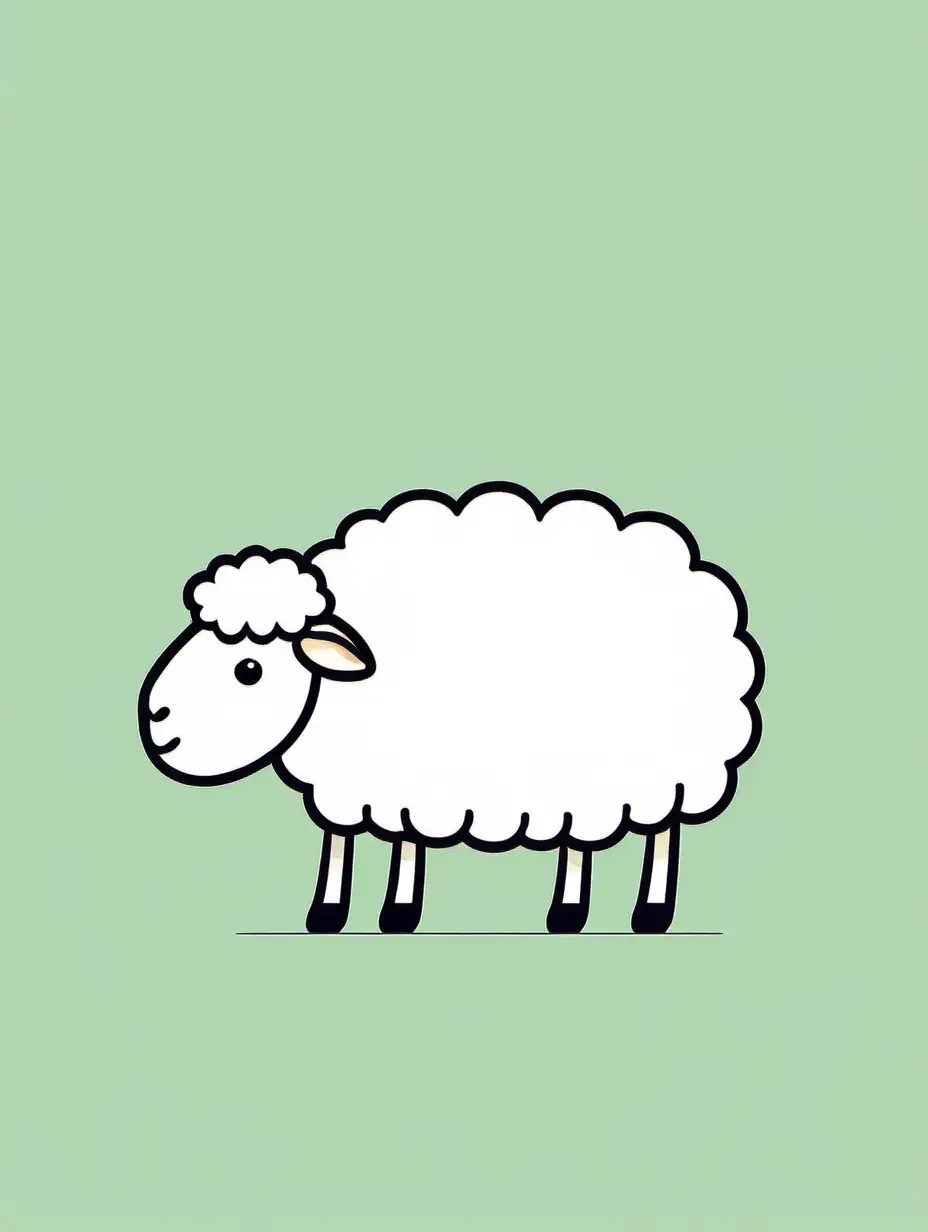 A side view of a cute white sheep, clip art, illustrated, minimal, stylised