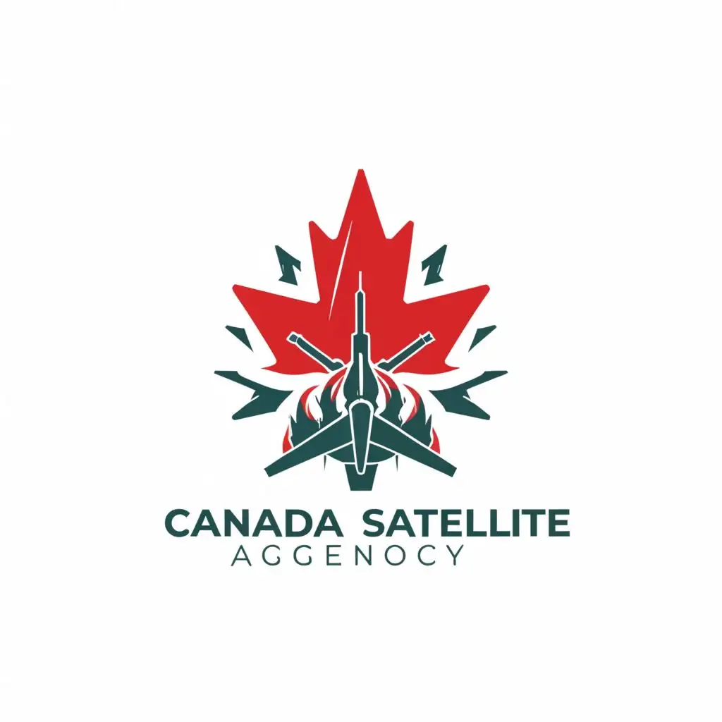 a logo design,with the text "'Canada Satellite Agency'", main symbol:technology space 
satellite Canada maple leaf star, rocket booster flames coming out of bottom of star

,Minimalistic,be used in Technology industry,clear background