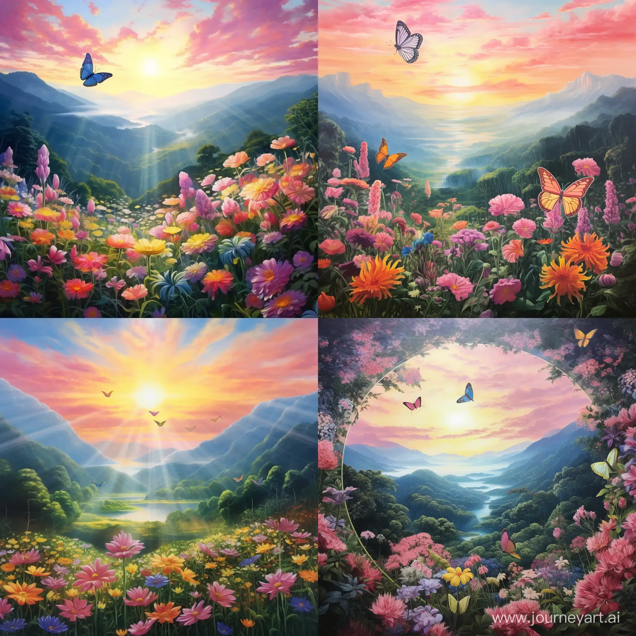 MonetInspired-Sunrise-Radiant-Flowers-and-Mountain-Spring