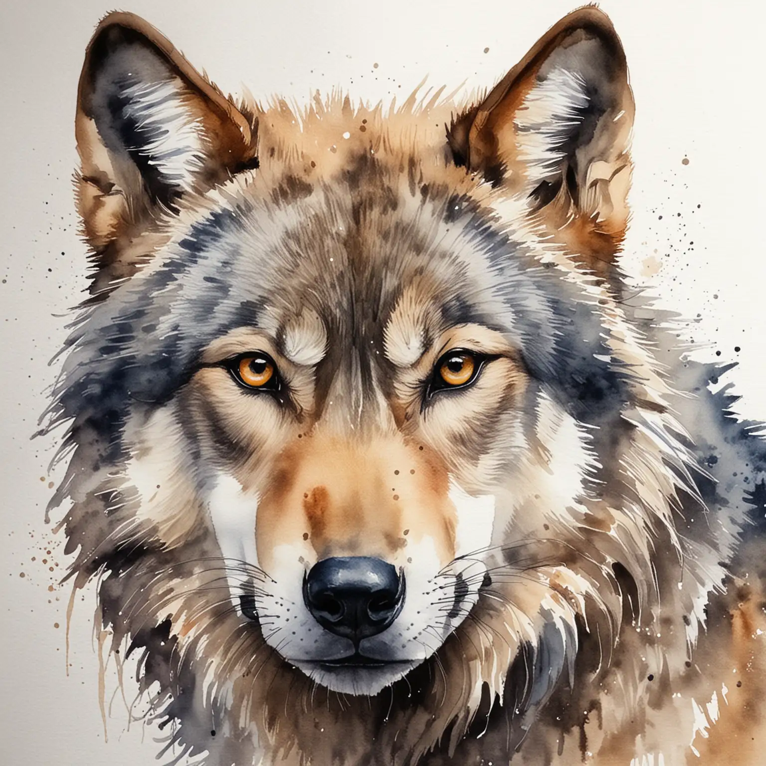 wolf watercolor painting