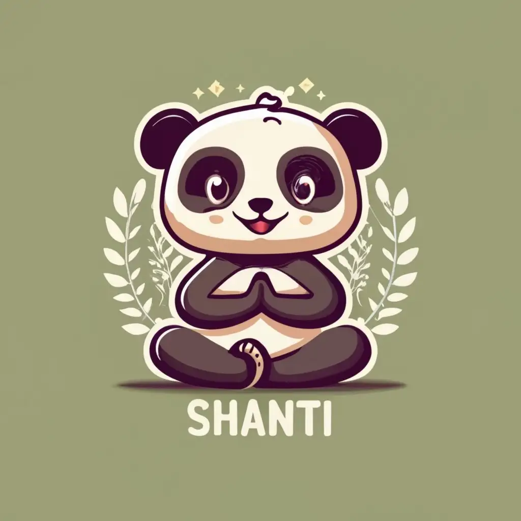 LOGO-Design-For-Shanti-Playful-Panda-Yoga-Cartoon-with-Typography-for-Entertainment-Industry