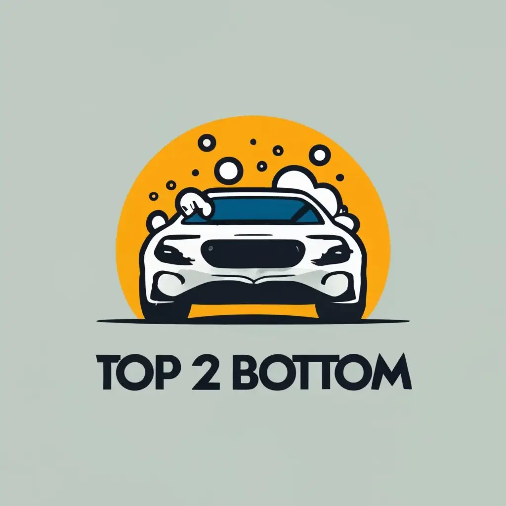 logo, washing a car
, with the text "Top 2 Bottom Detailing", typography, be used in Automotive industry