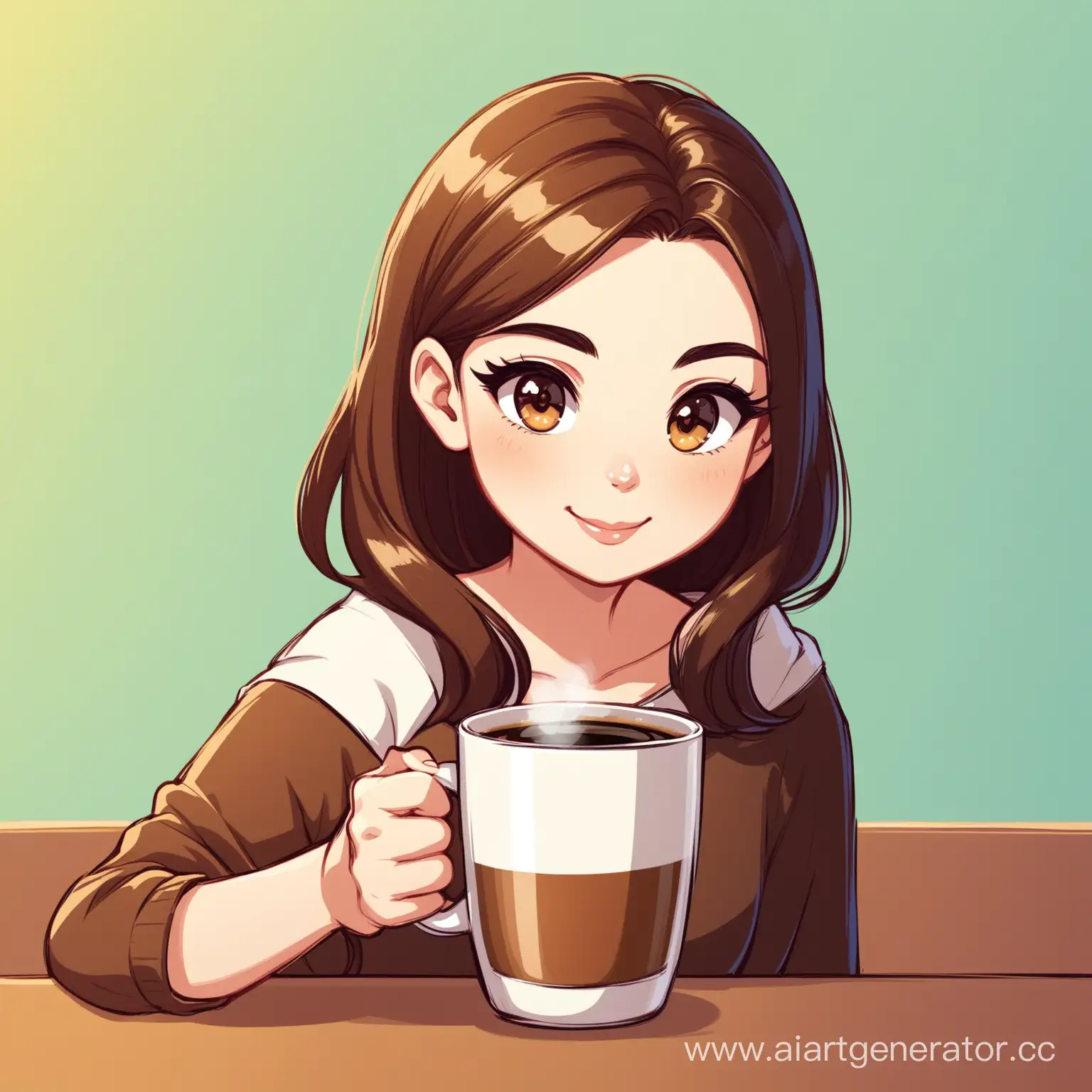 Cheerful-Girl-Enjoying-Coffee-Cartoon-Style-Illustration