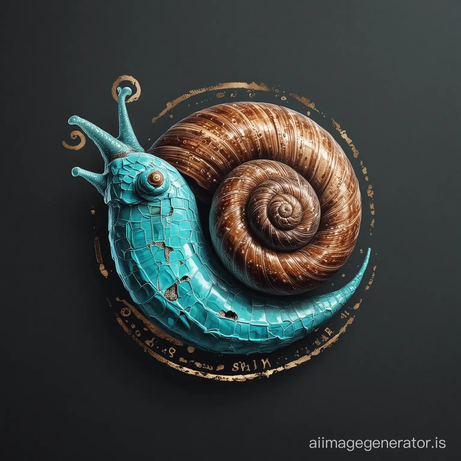 logo of a snail with a shell made of turquoise.