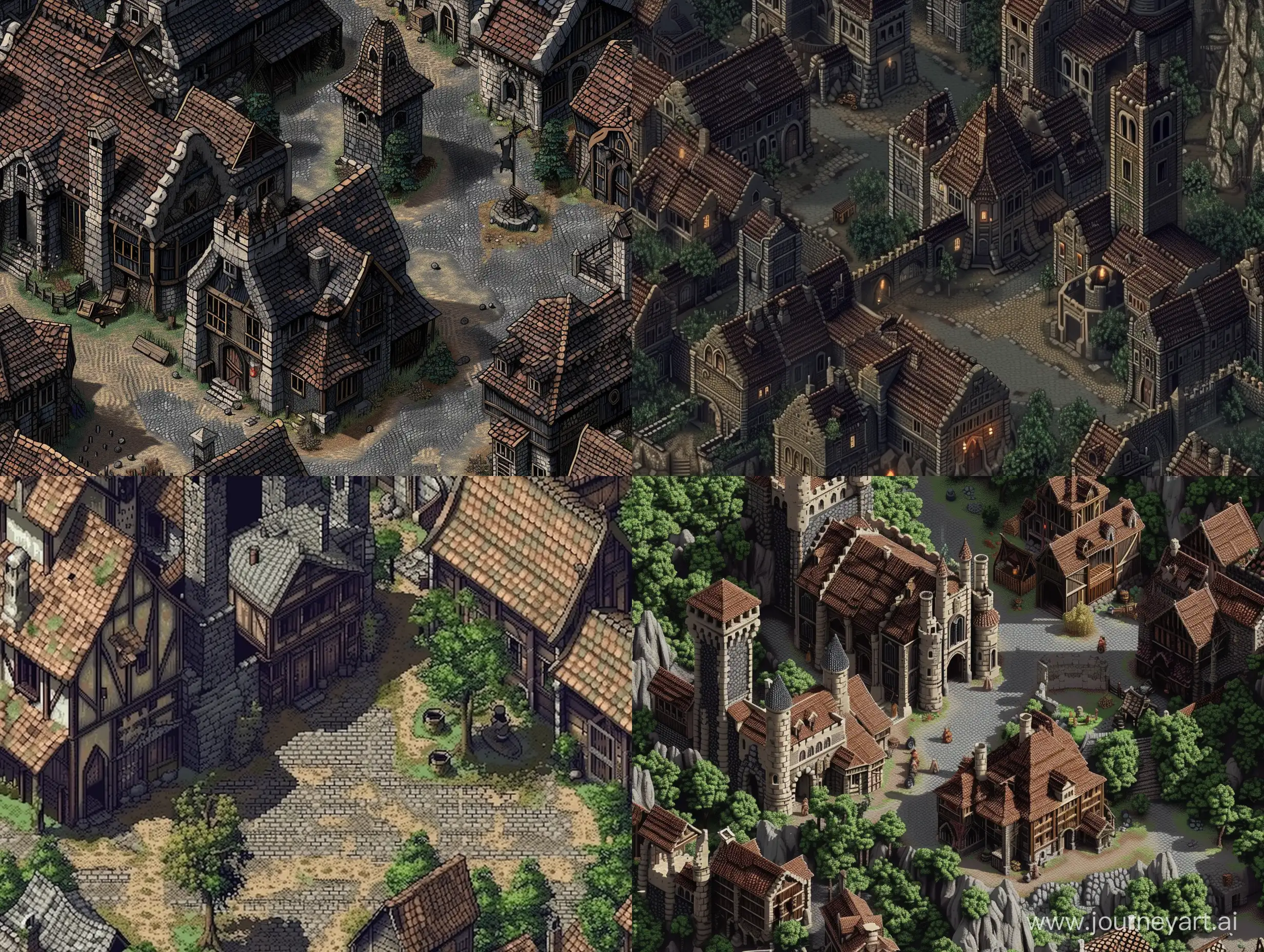 Detailed-Pixel-Art-of-Dark-Fantasy-Medieval-Town-Baldurs-Gate-Map