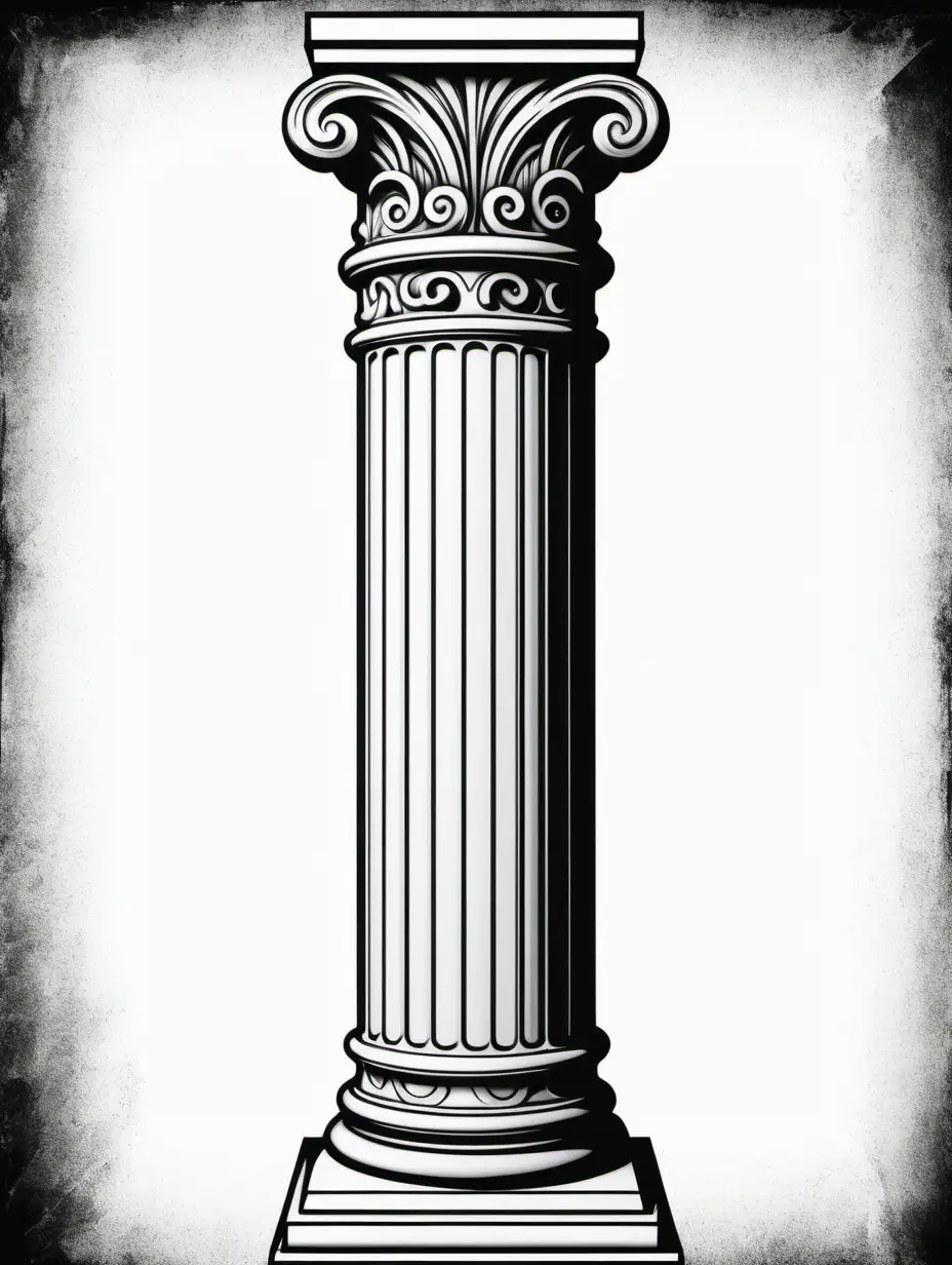 vintage themed rectangular column, black and white, no background, thick black lines