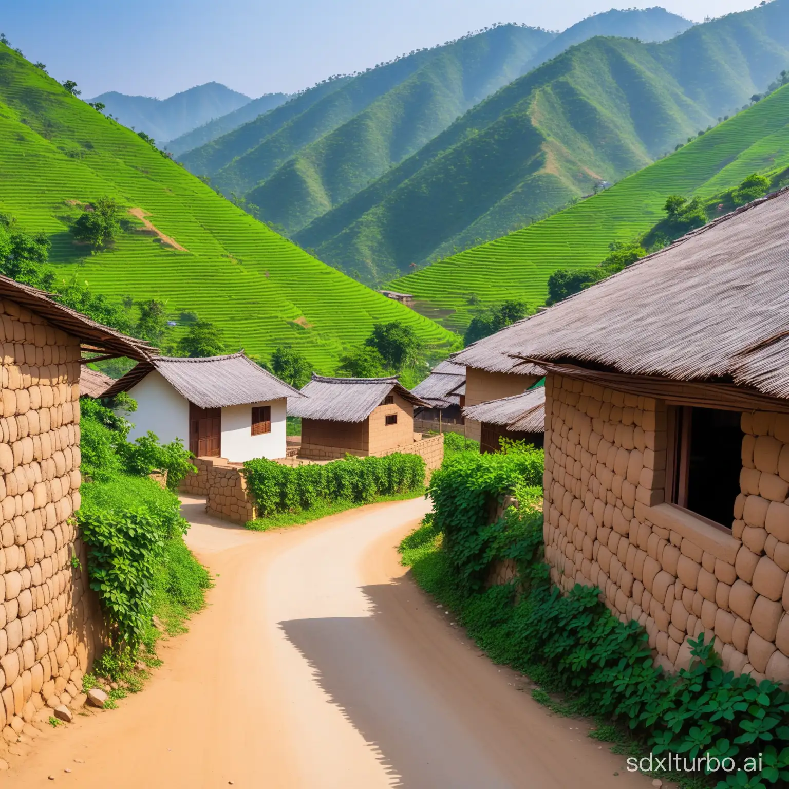 Scenic-Village-Life-Tranquil-Hamlet-Amidst-Rolling-Hills