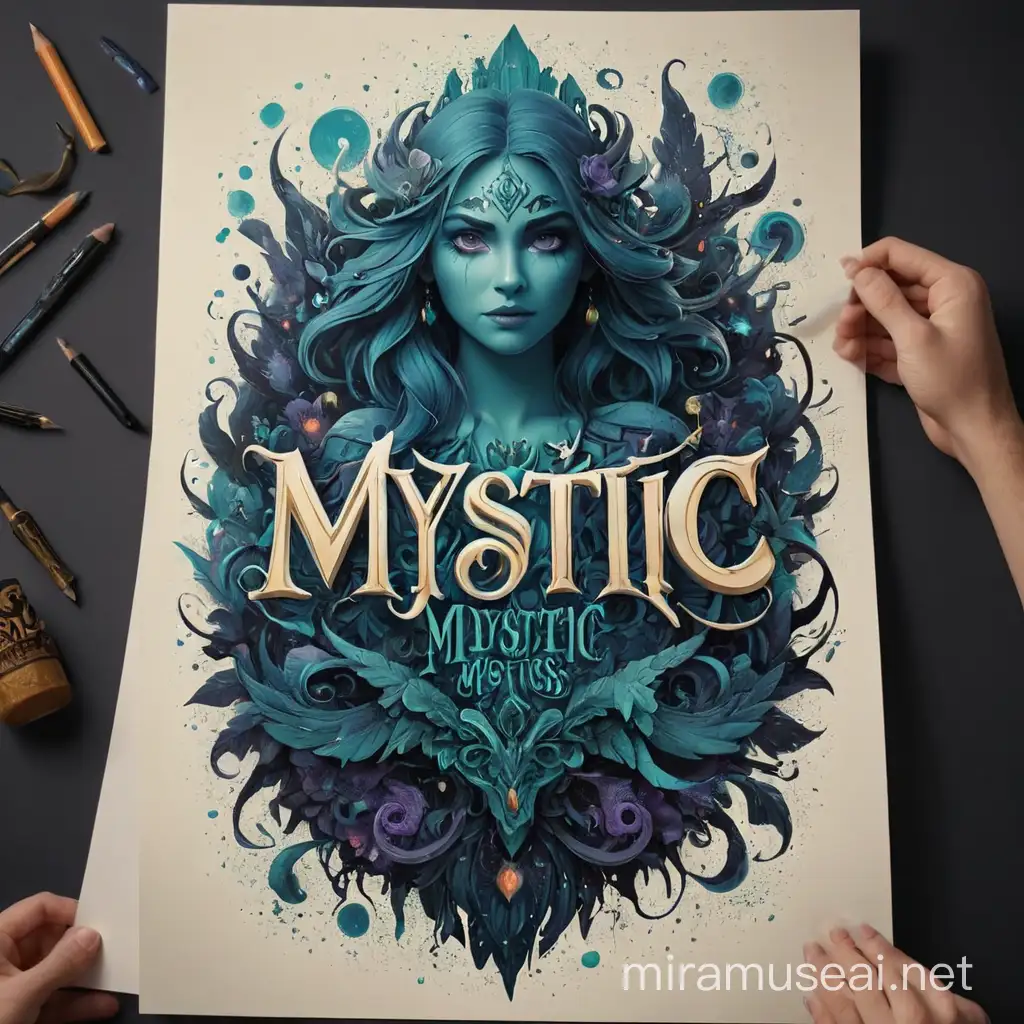 make a typography poster design text Mystic