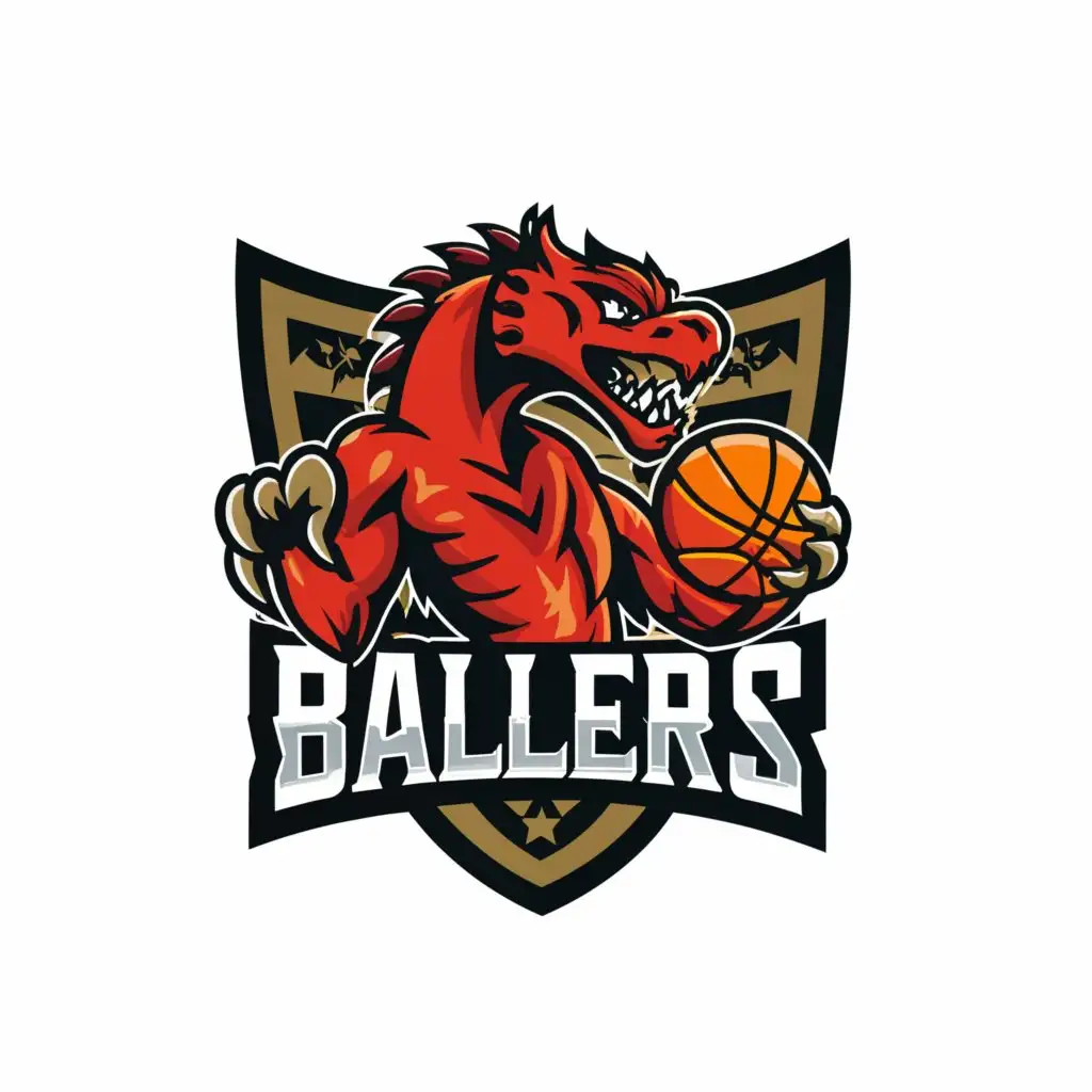 a logo design,with the text "KD ELITE BALLERS", main symbol:Dragon with basketball on hand,Moderate,be used in Sports Fitness industry,clear background