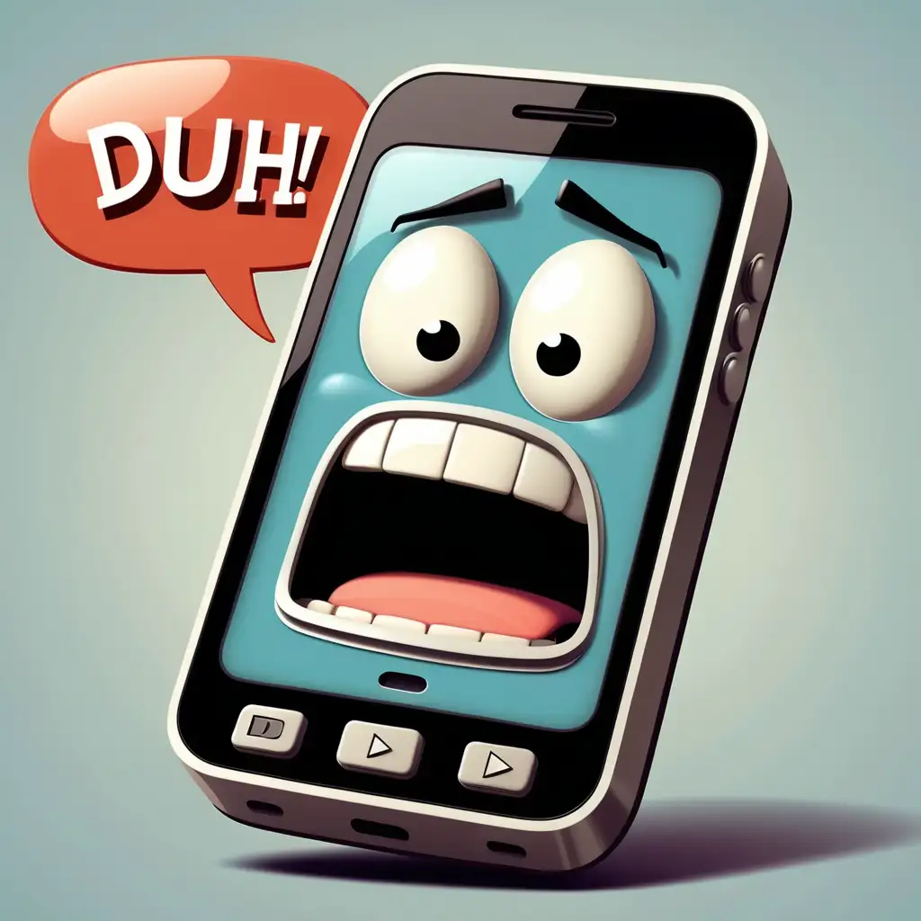 Playful Smartphone with Silly Expression in Pixar Style