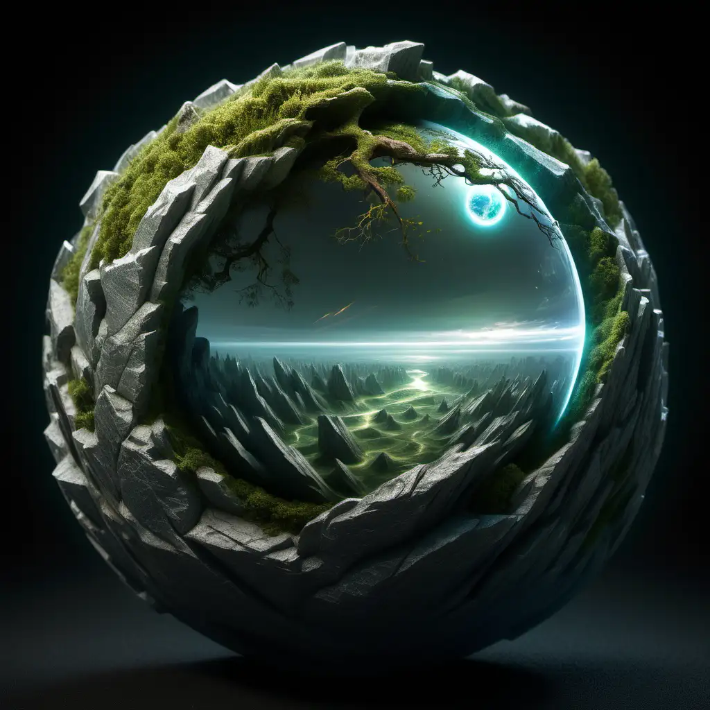 Mystical Earth Rock Elemental Sphere in Enchanting Landscape