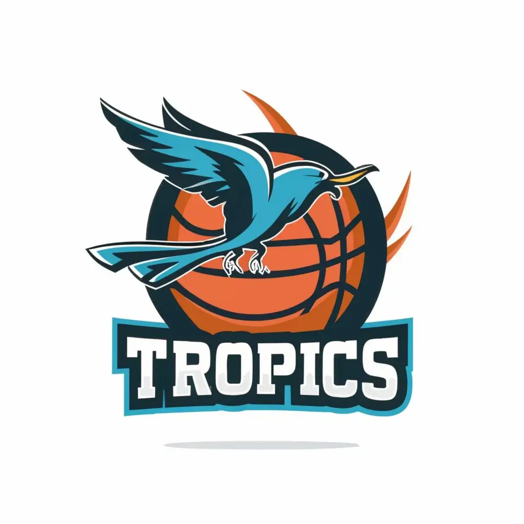 LOGO-Design-For-Tropics-Dynamic-Bird-and-Basketball-Fusion-with-Striking-Typography