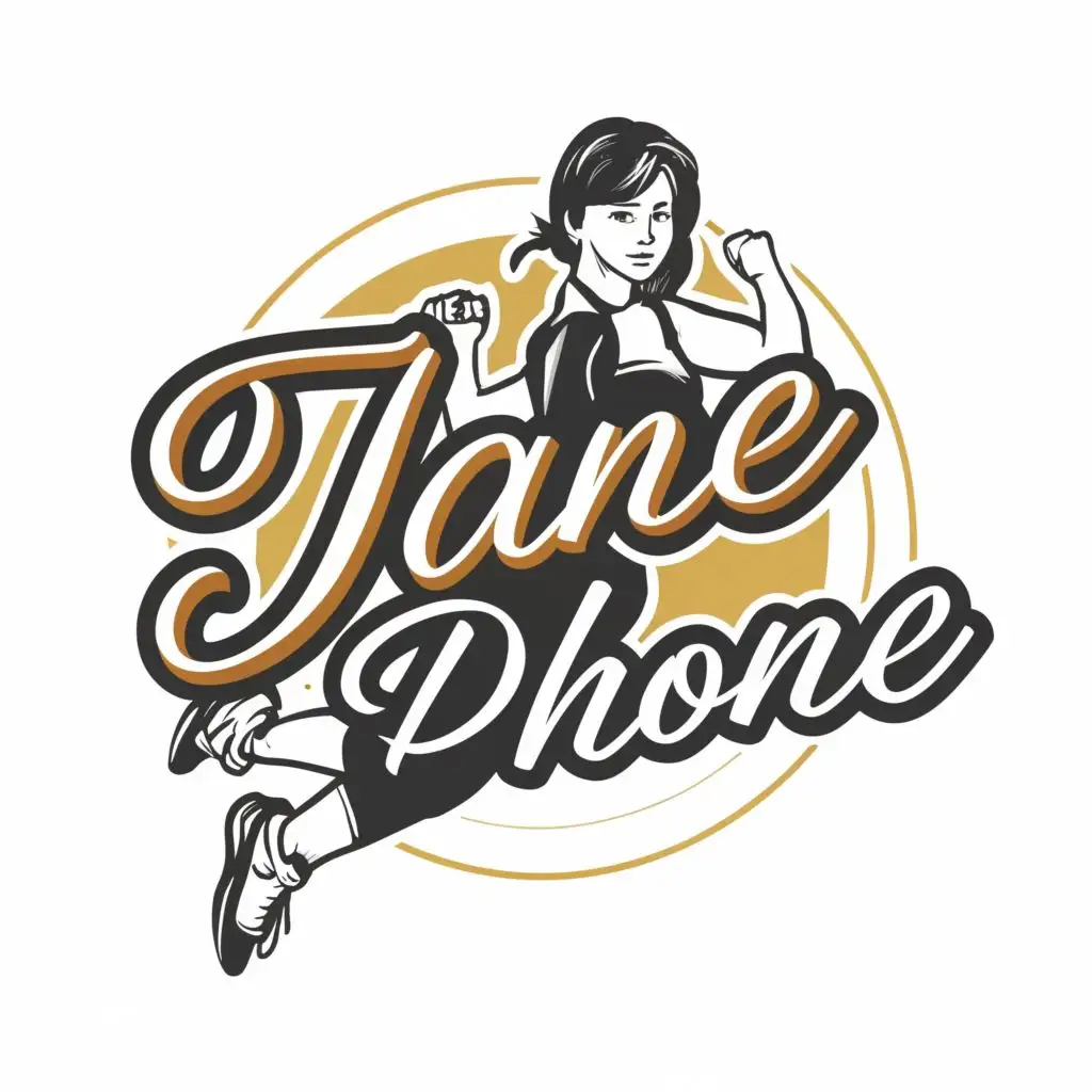 logo, Art, with the text "Jane
Phone
", typography, be used in Sports Fitness industry