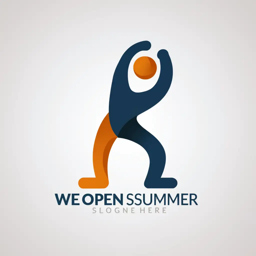 a logo design,with the text "We open the summer", main symbol:person,Moderate,clear background