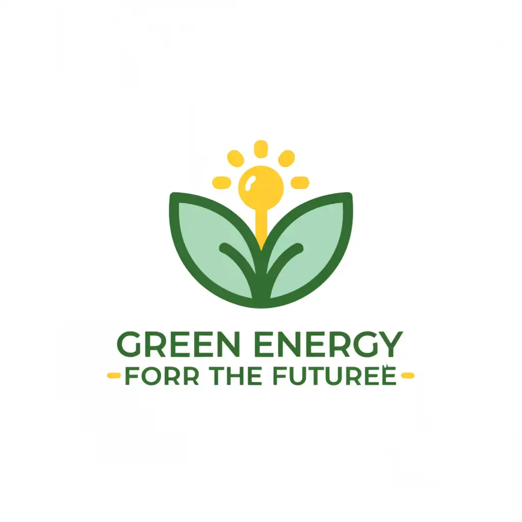 a logo design,with the text "Green energy for the future", main symbol:Tunisian solar heritage with green and yellow effect with creature in French,Minimalistic,be used in Technology industry,clear background