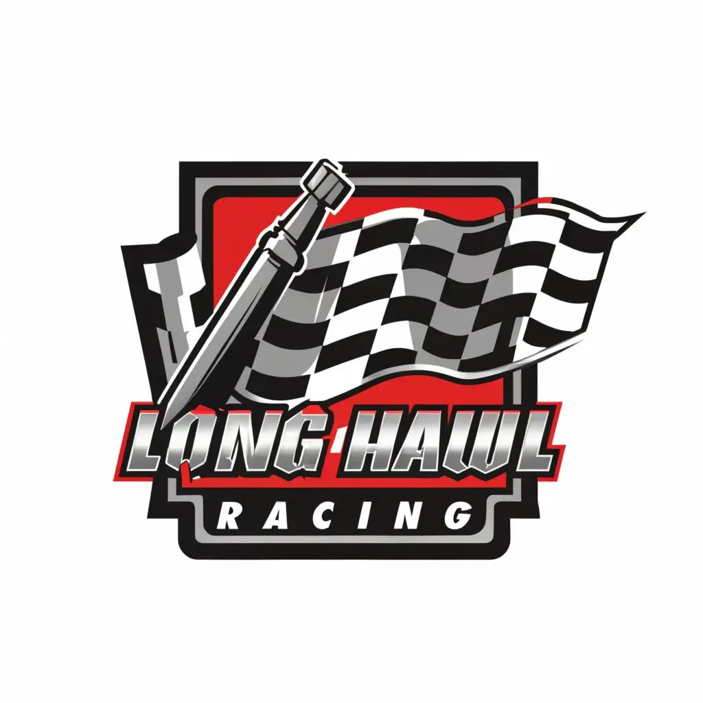 a logo design,with the text "Team Long Haul Racing", main symbol:Un drapeau de course ,Moderate,be used in Automotive industry,clear background