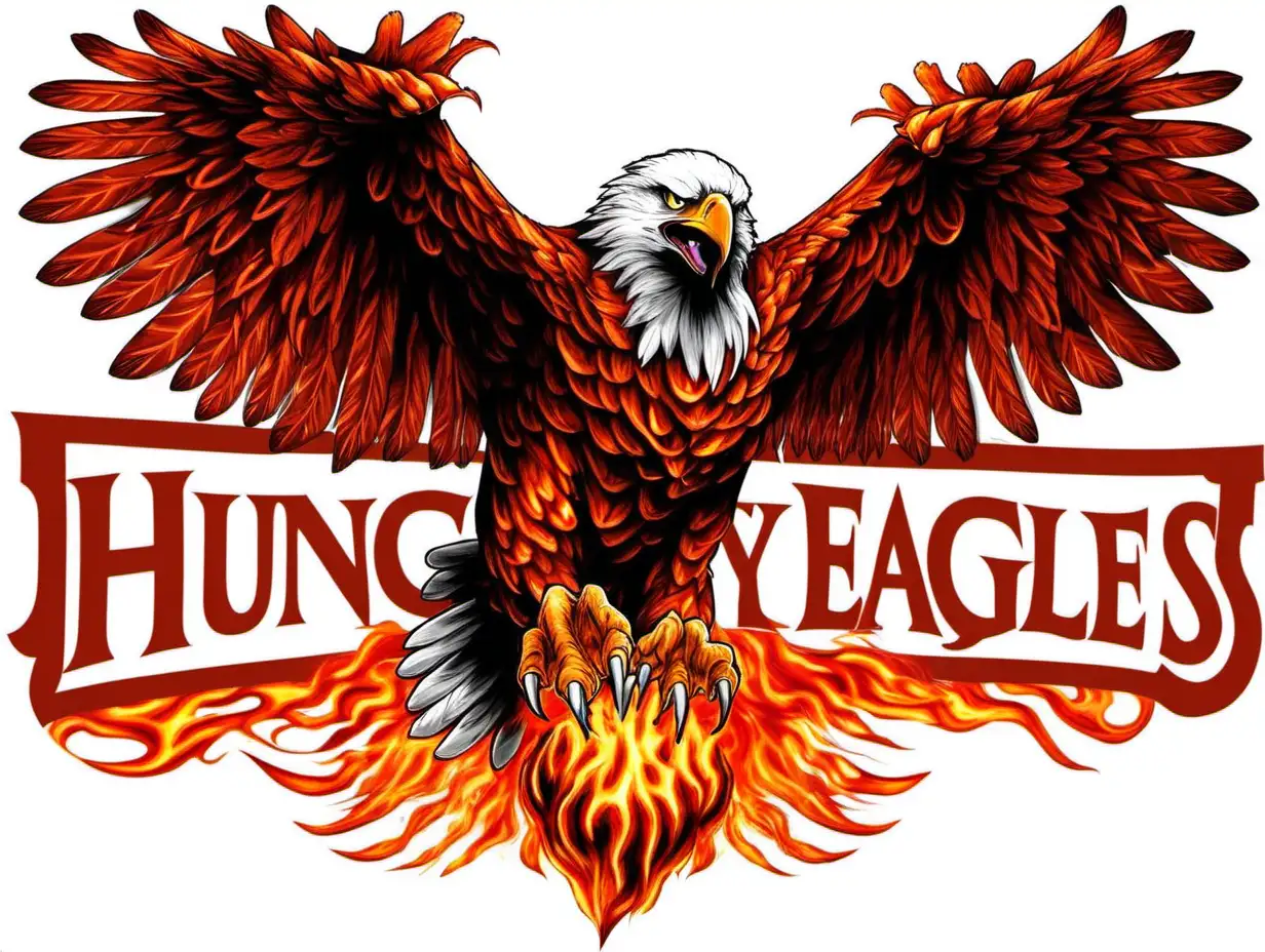 Majestic-Fiery-Eagle-Soaring-with-the-Inscription-Hungry-Eagles