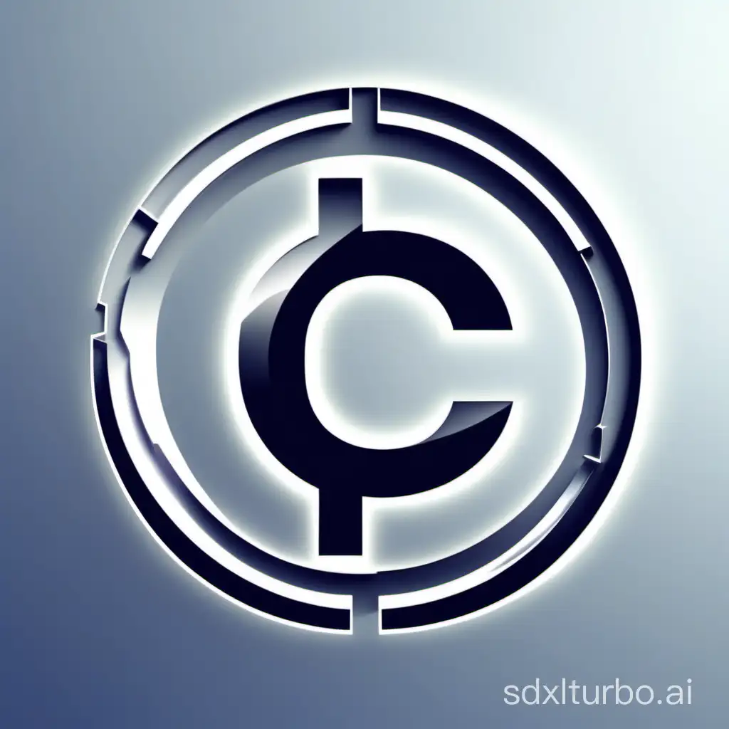 logo related to cryptocurrency, one Letter C which is cut, glossy,