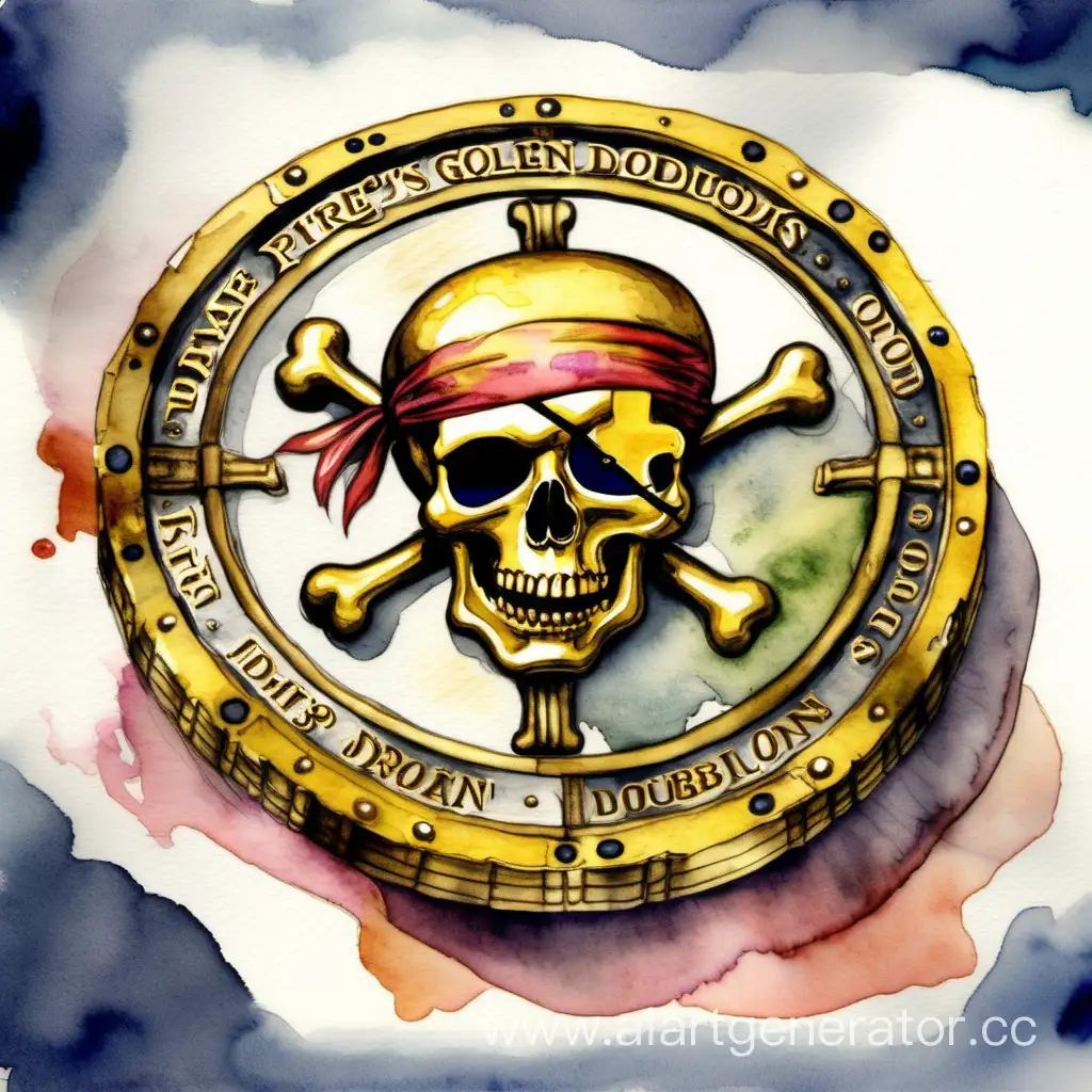 Exquisite-Watercolor-Painting-of-a-Pirates-Golden-Doubloon