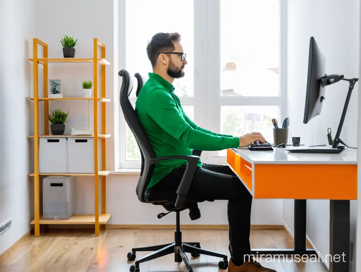 Ein Mann sitzt am Homeoffice-Arbeitsplatz und tippt auf einer Tastatur.