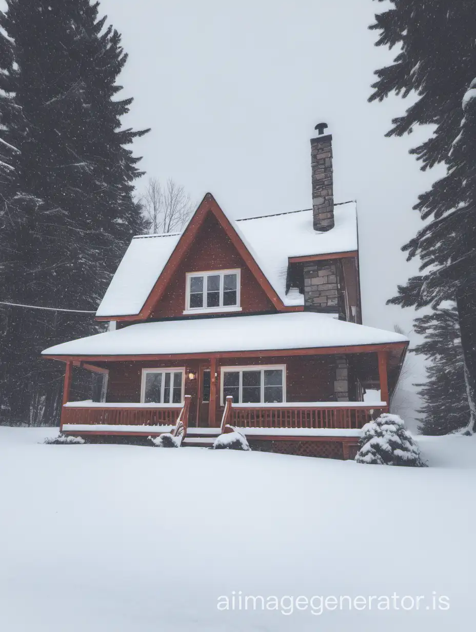 Cottage picture during a snowy day