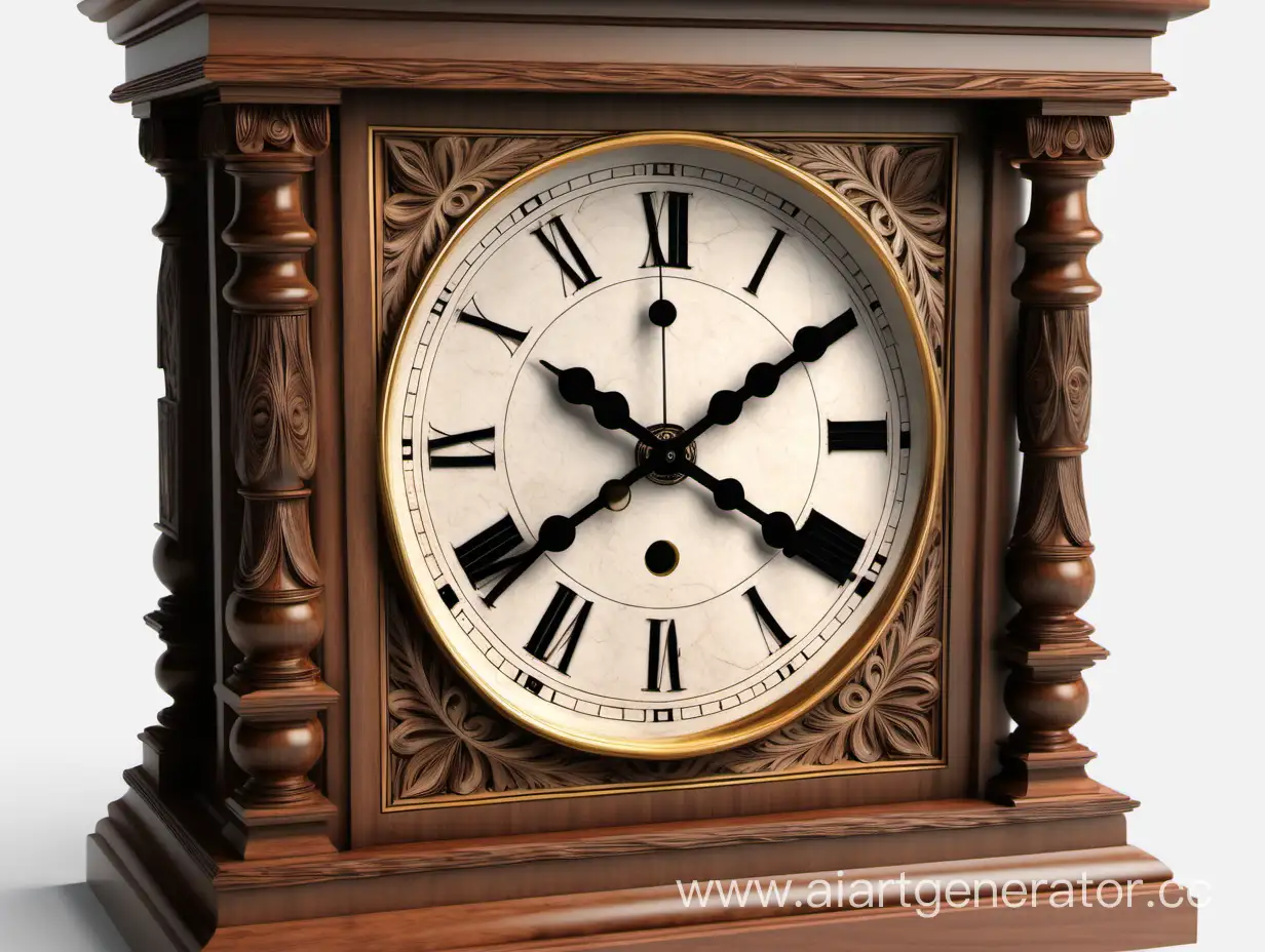 Realistic-Wooden-Pendulum-Clock-with-Roman-Numerals
