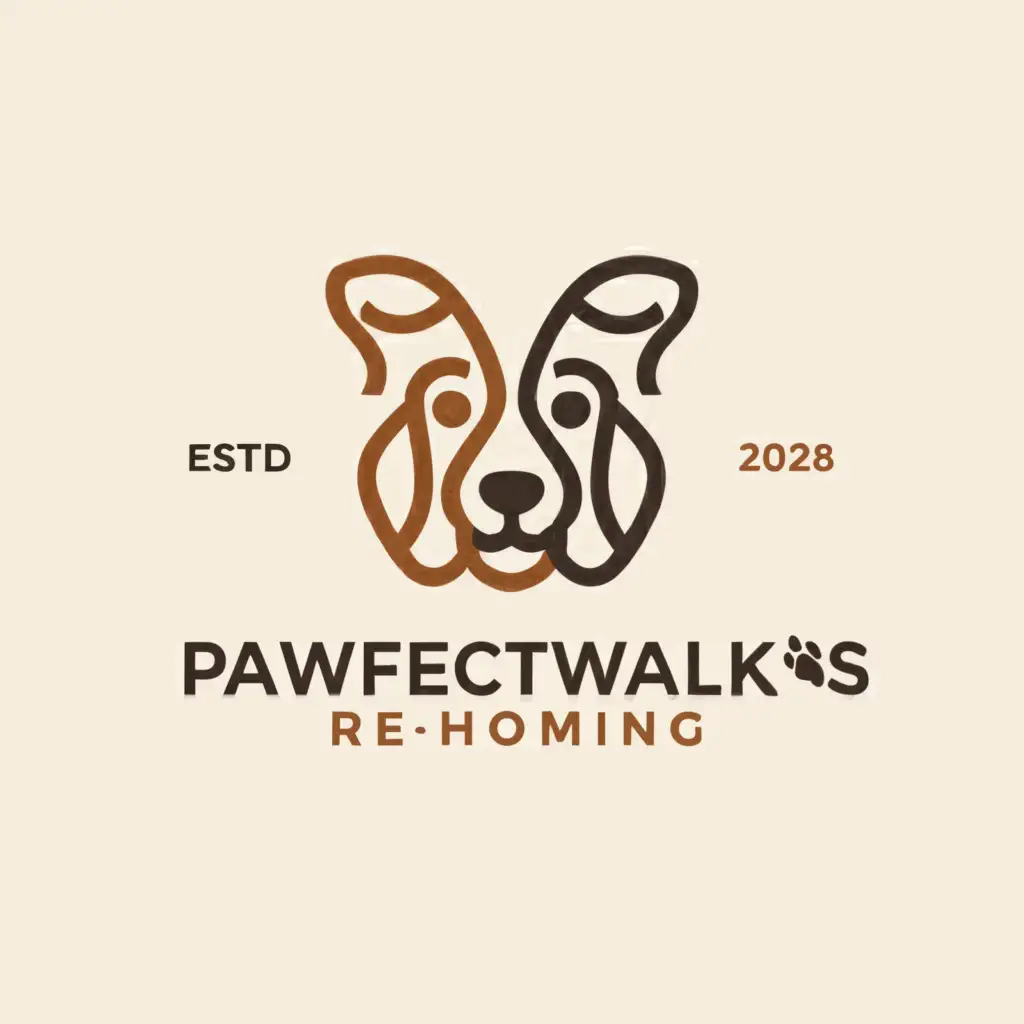 a logo design,with the text "Pawfectwalks Re-homing", main symbol:Dog,Moderate,be used in Nonprofit industry,clear background