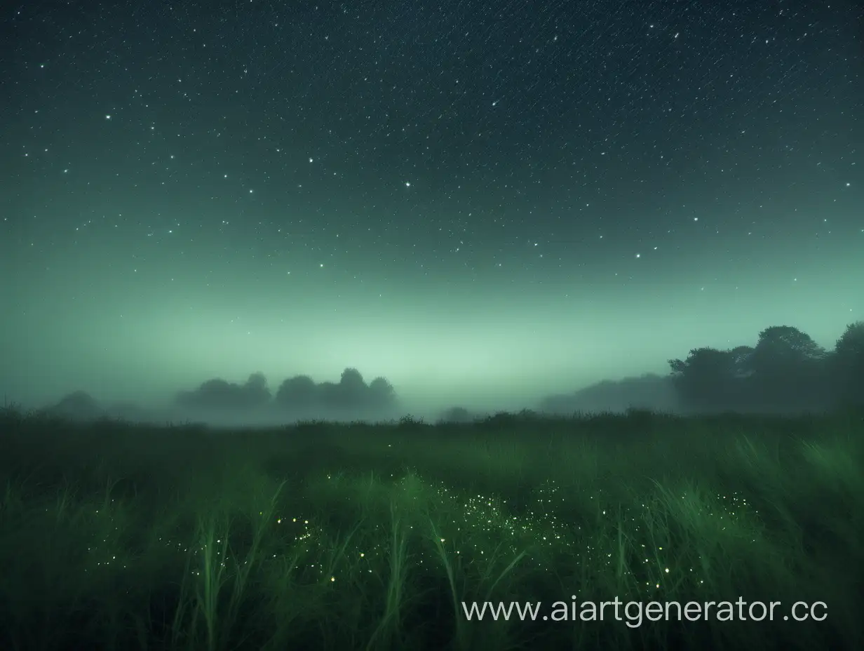 Ethereal-Green-Mist-Over-Dark-Cosmos-and-Faint-Vegetation