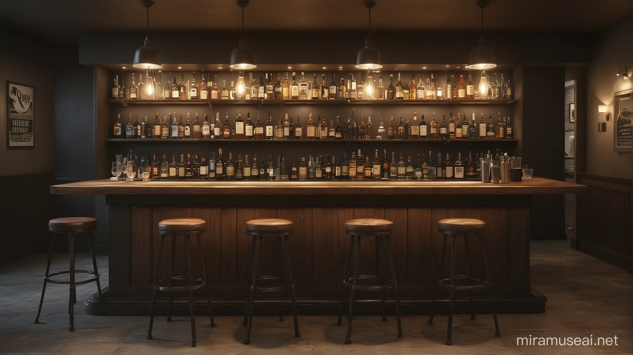 Intimate Empty Bar with Subdued Lighting