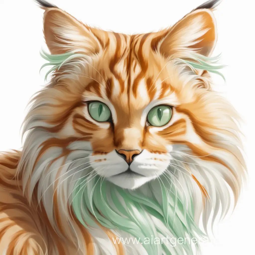 BeigeOrangeWhite-Wild-Cat-with-Green-Eyes-and-Mint-Sprig